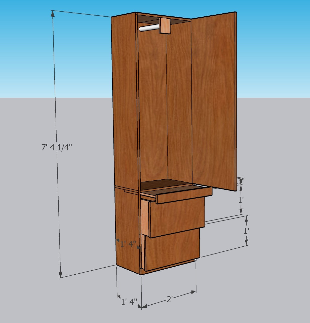 Wardrobe Cabinet- with drawers, Cherry