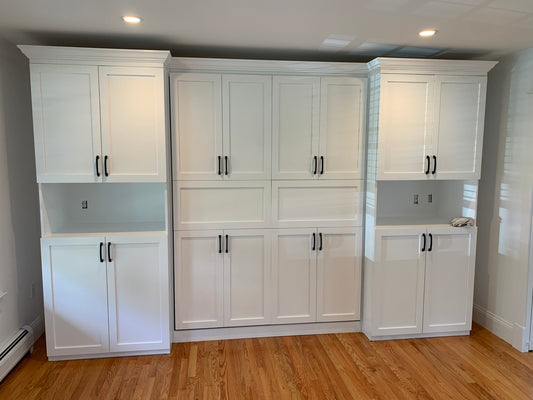 Queen Shaker with side cabinets