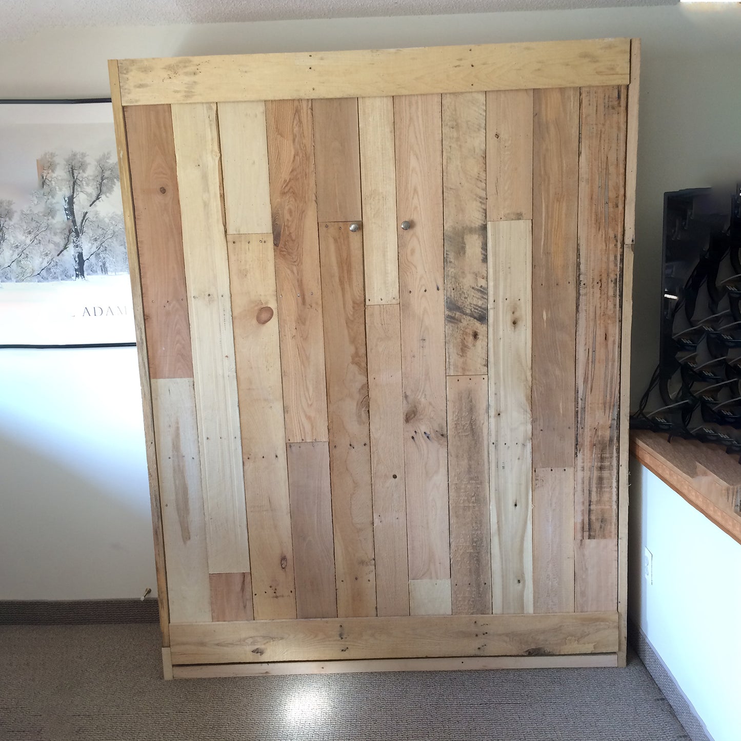 Queen Pallet Wood Murphy Bed