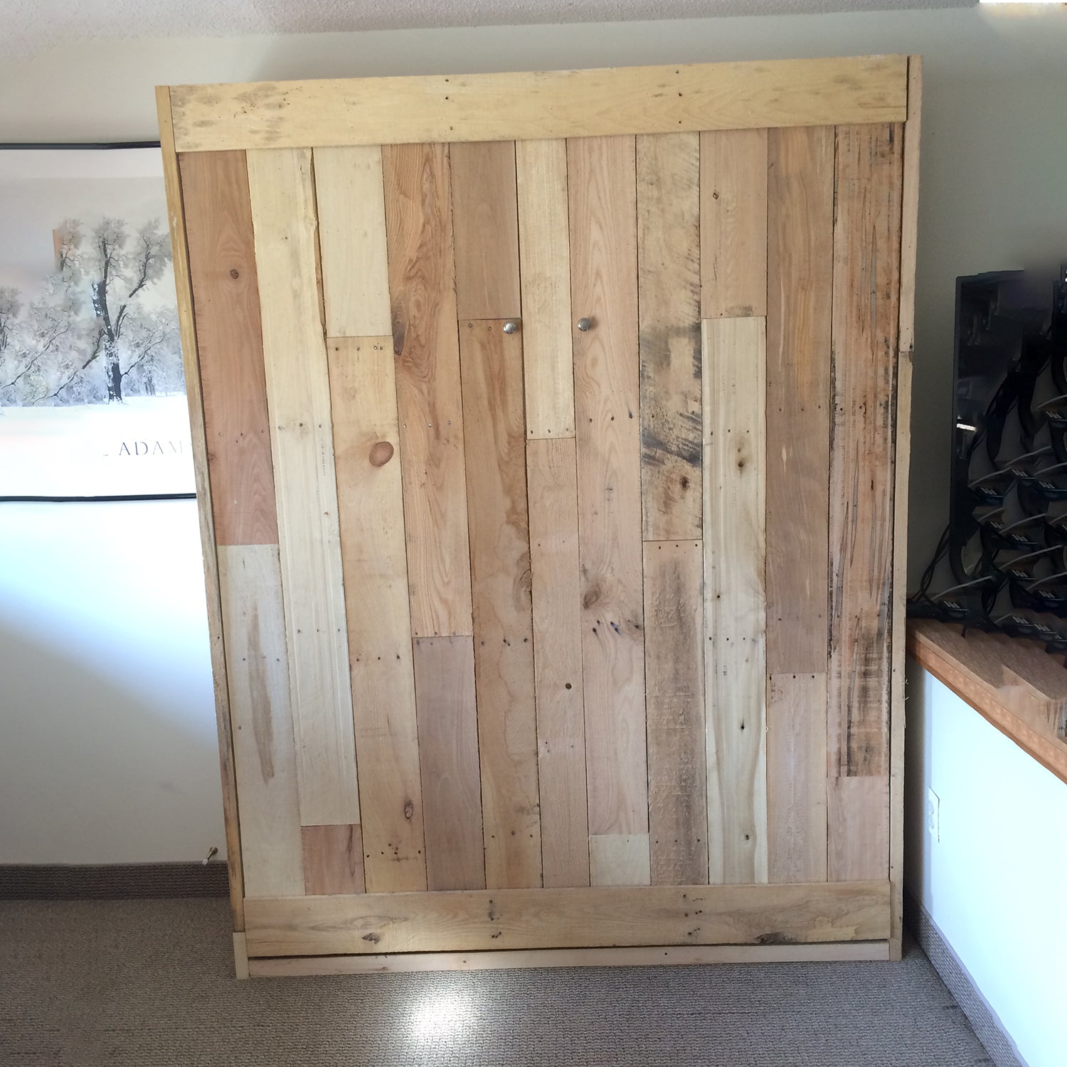 Queen Pallet Wood Murphy Bed