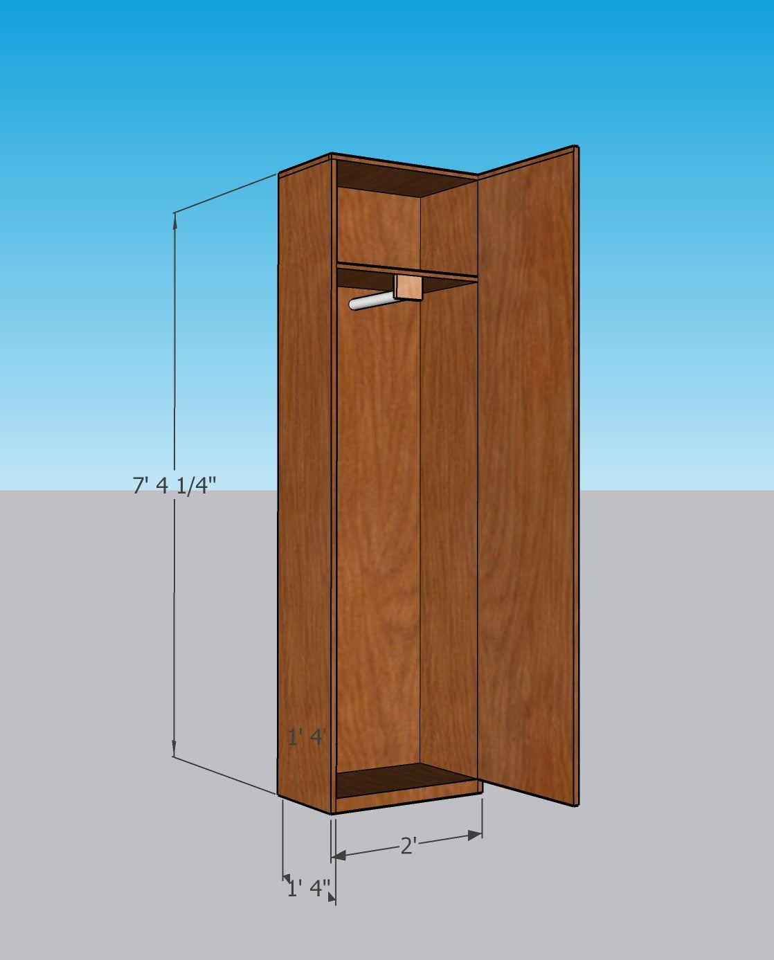 Wardrobe Cabinet-full height, Cherry