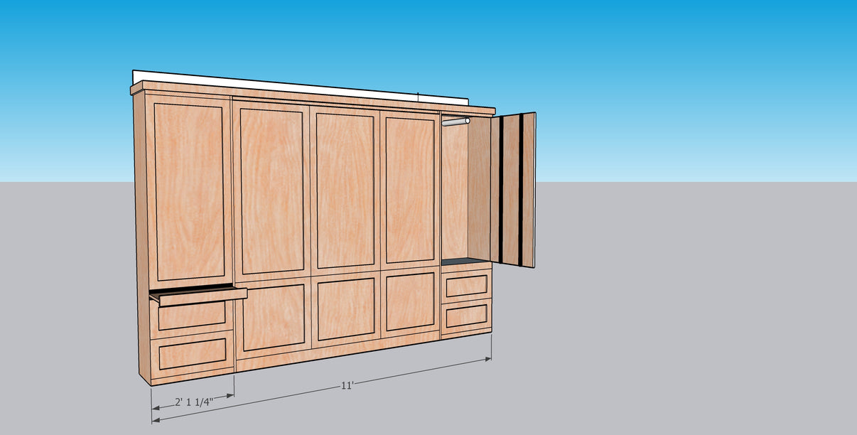 King Murphy Bed with wardrobe Oldham Wood